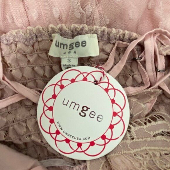 Elegant Lace Pink Blush V Neck Maxi Dress by Umgee Size 6 NWT - Picture 14 of 16
